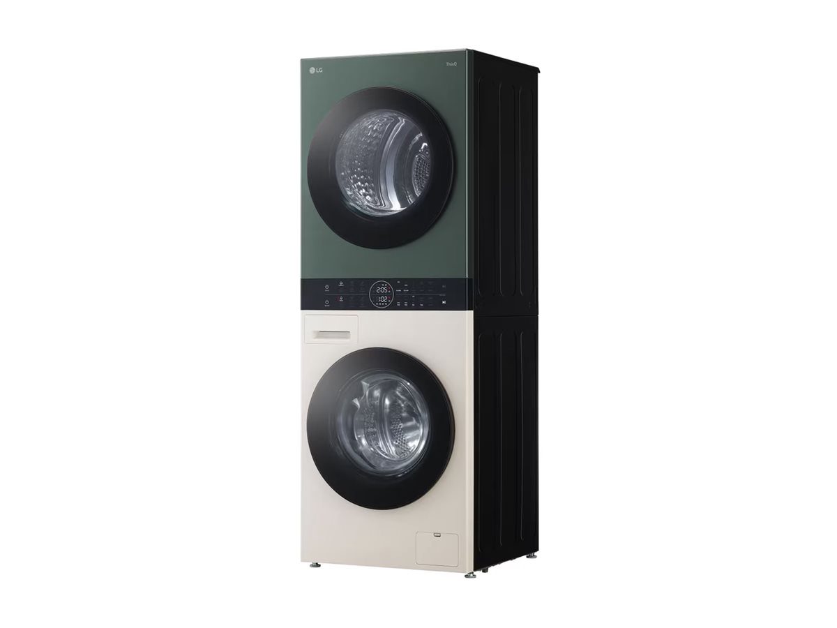 Washing machine with dryer, WT1210EGF, Energy efficiency class A/C, Front loading, Washing capacity 12 kg, 1400 RPM, Depth 66 cm, Width 60 cm, LED, Drying system, Drying capacity 10 kg, Steam function, Beige/Green