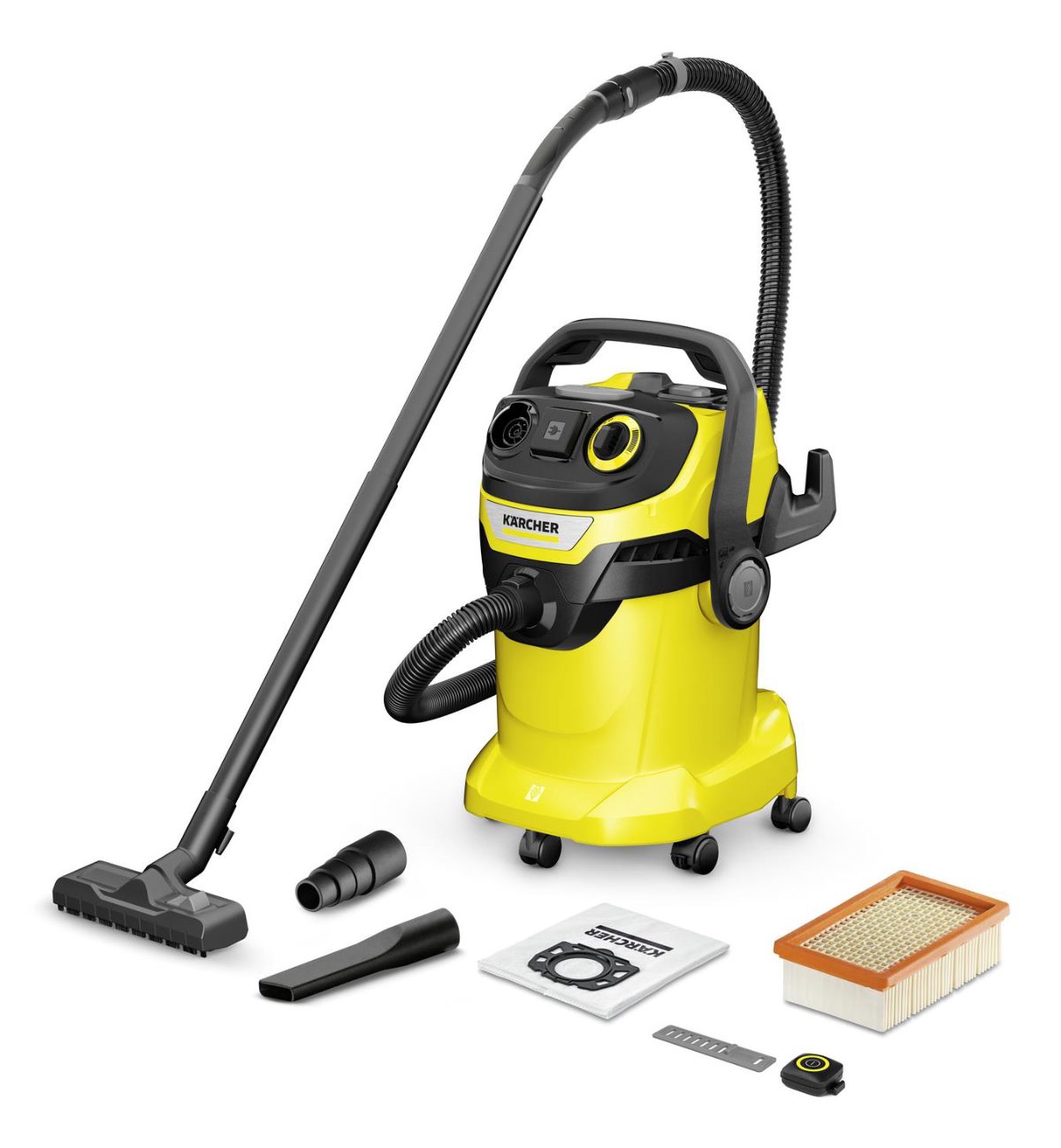 Vacuum Cleaner, KARCHER, Input power 1200 W, Dust capacity 25 L, Drum vacuum, Cleaning type Dry&wet, Dust container Dust bag, Colour Black/Yellow, 1.628-317.0