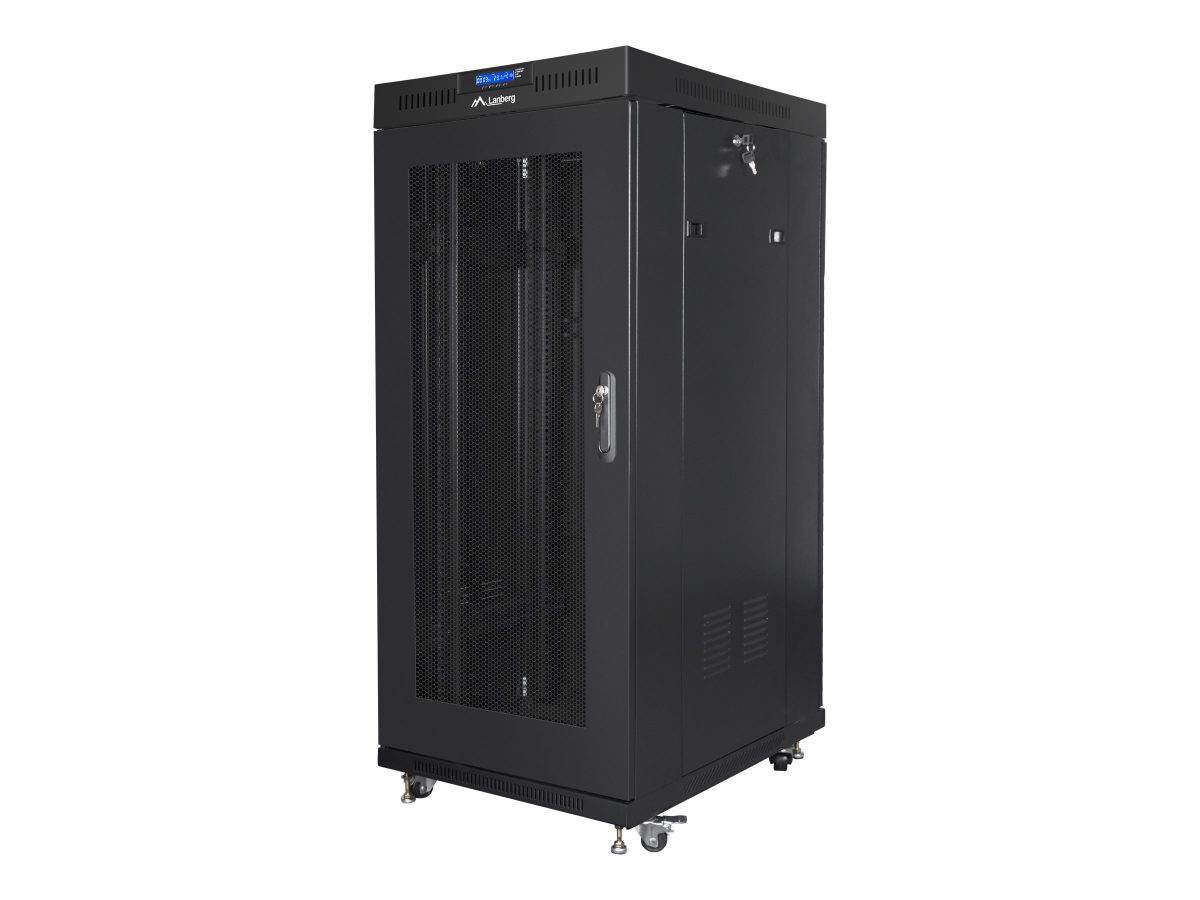 Rack cabinet 19" free-standing 27U/600x800 (flat pack) with mesh door, LCD, FF01-6827-23BL, Black