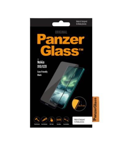Screen protector, Nokia, X10/X20, Glass, Black, Full frame coverage; 100% touch preservation; Rounded edges, Case friendly