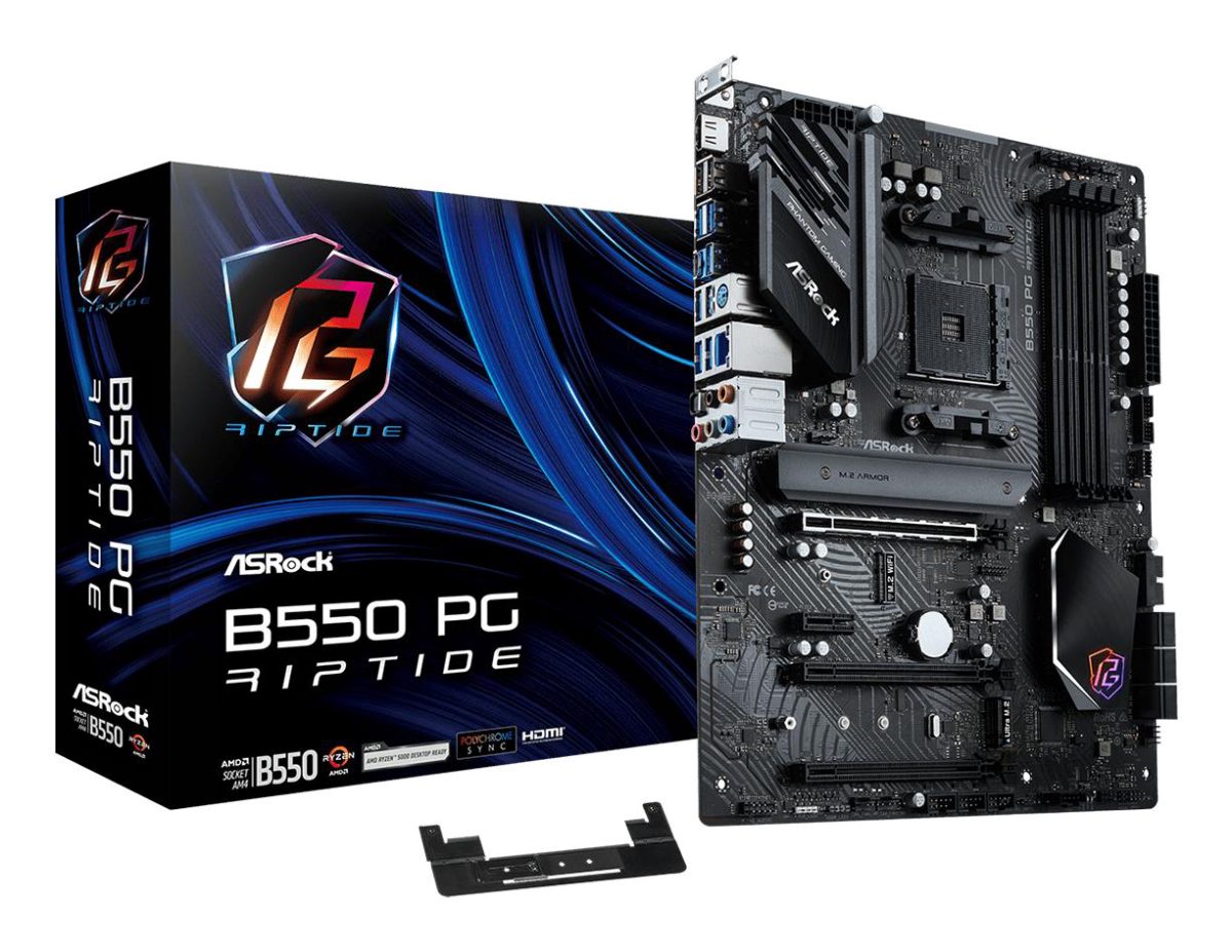 Mainboard, ASROCK, AMD B550, SAM4, ATX, Memory DDR4, Memory slots 4, 3xPCI-Express 16x, 1xPCI-Express 3.0 1x, 2xM.2, 1xHDMI, 2xUSB 2.0, 8xUSB 3.2, 1xPS/2, 1xOptical S/PDIF, 1xRJ45, 5xAudio port, B550PGRIPTIDE