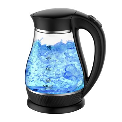 Kettle, AD 1274, Standard, 2200 W, 1.7 L, Plastic/Glass, 360° rotational base, Black/Transparent