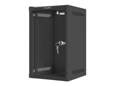 Rack cabinet 10" wall-mount 9U/280x310 (flat pack) with glass door, WF10-2309-10B, Black