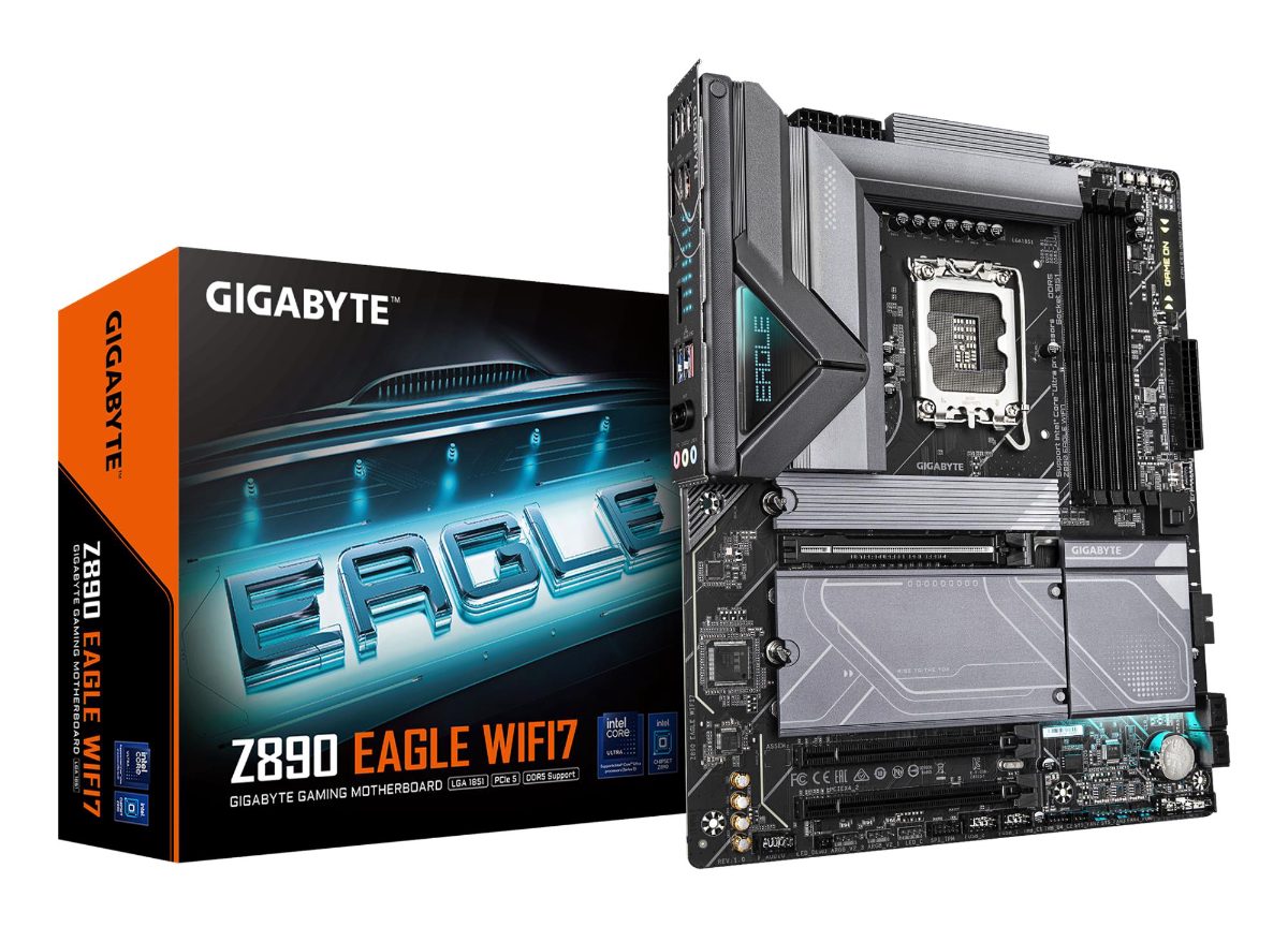 Mainboard, GIGABYTE, Intel Z890, LGA1851, ATX, Memory DDR5, Memory slots 4, 2xPCI-Express 4.0 4x, 1xPCI-Express 5.0 16x, 4xM.2, 1xDisplayPort, 4xUSB 2.0, 5xUSB 3.2, 1xUSB-C, 1xRJ45, 3xAudio port, Z890EAGLEWIFI7