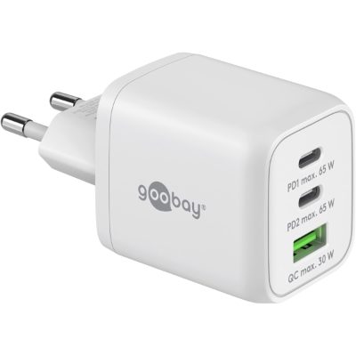 Goobay 65 W USB-C PD GaN Multiport Fast Charger Nano, White