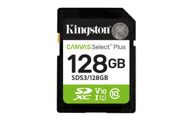 Kingston Canvas Select Plus, 128 GB, SD, Flash memory class Class 10, UHS-I, U1/U3, Video Class 10/30