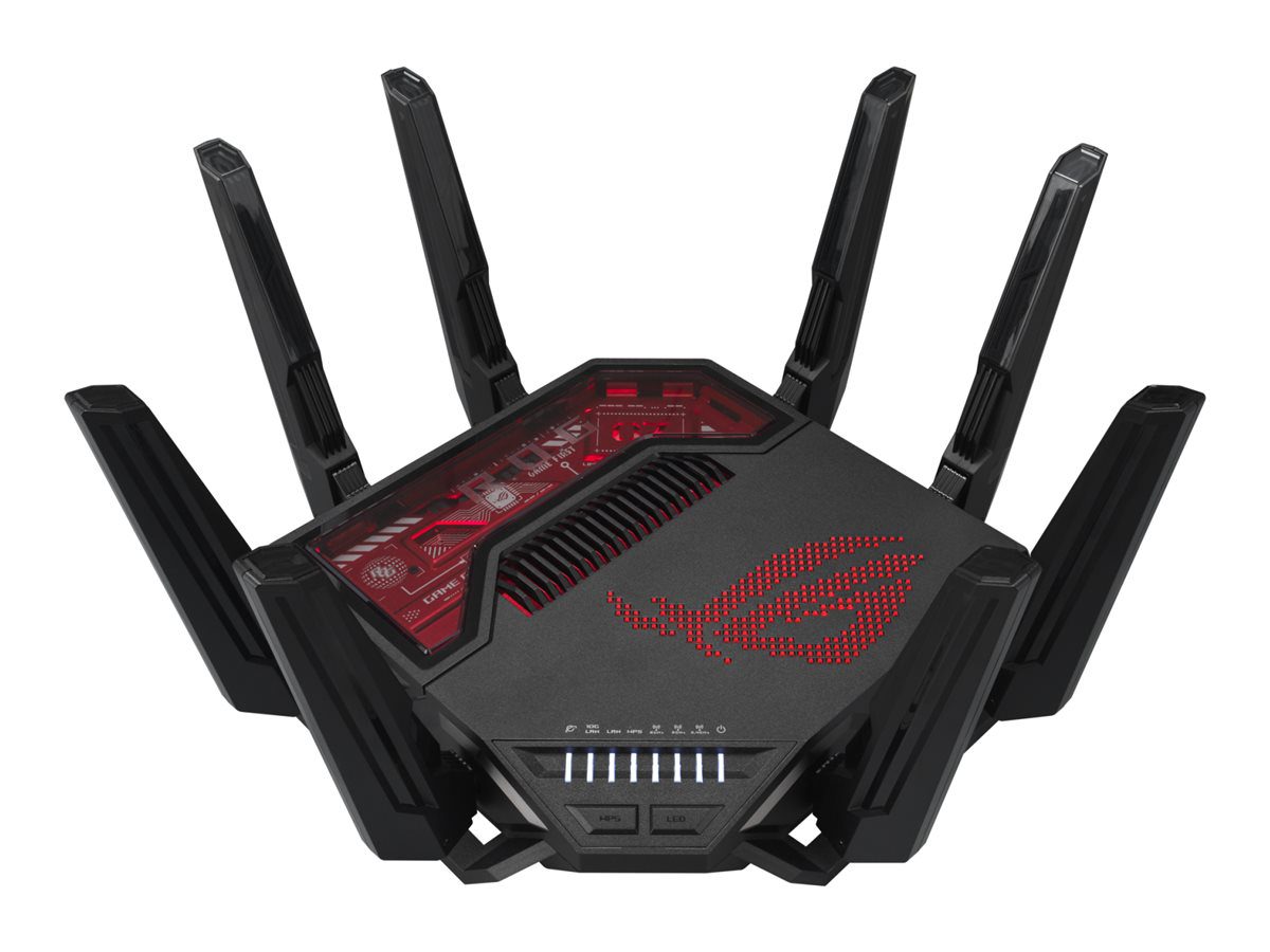 WiFi 7 Tri-band Gaming Router, ROG Rapture GT-BE19000, 802.11ax, 10/100/1000 Mbit/s, Ethernet LAN (RJ-45) ports 1, Mesh Support Yes, MU-MiMO Yes, 4G/5G, Antenna type External