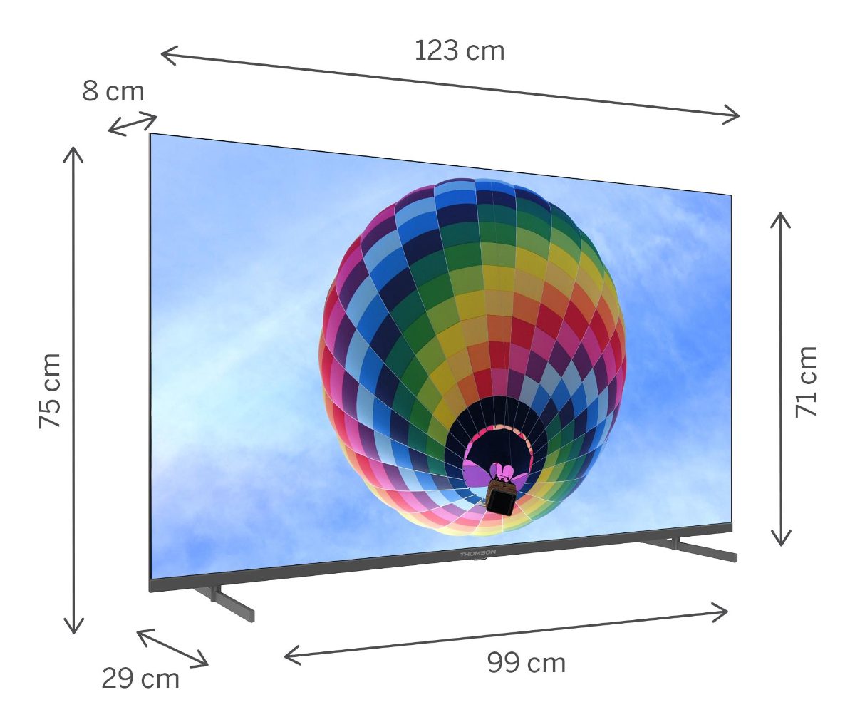 TV Set, THOMSON, 55", 4K/Smart, QLED, 3840x2160, Wireless LAN, Bluetooth, Google TV, Dark Grey, 55QG4S14