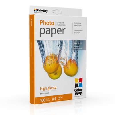 ColorWay Photo Paper, 100 sheets, High Glossy, 180 g/m², A4