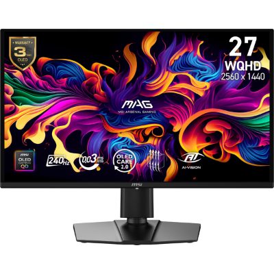 Monitor, MSI, 26.5 ", 2560 x 1440 pixels, Wide Quad HD, Native aspect ratio 16:9, QD-OLED, Flat, MAG274QPQD-OLEDX24