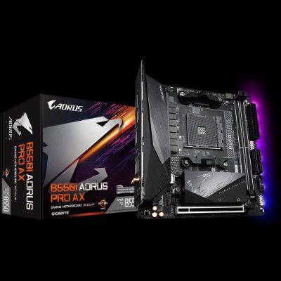 B550I AORUS PRO AX 1.0, Processor family AMD, Processor socket AM4, DDR4 DIMM, Memory slots 2, Chipset AMD B, Mini ITX