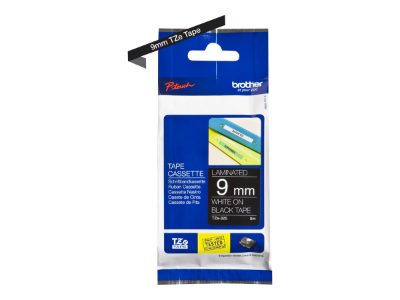 TZe-325 Laminated Tape, White on Black, TZe, 8 m, 9 cm