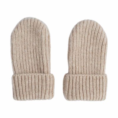Lodger Mittens Folklore Merino vilnas bērnu cimdiņi, Beige, 0-12m