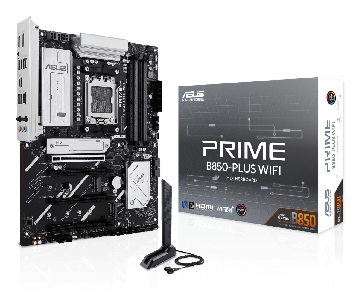 Asus PRIME B850-PLUS WIFI, Processor family AMD, Processor socket AM5, DDR5, Supported hard disk drive interfaces M.2, SATA, Number of SATA connectors 4