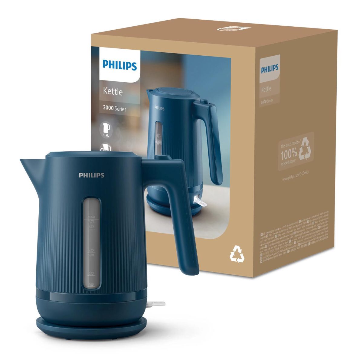 PHILIPS 3000. sērijas Basic tējkanna, 1.7L, zila