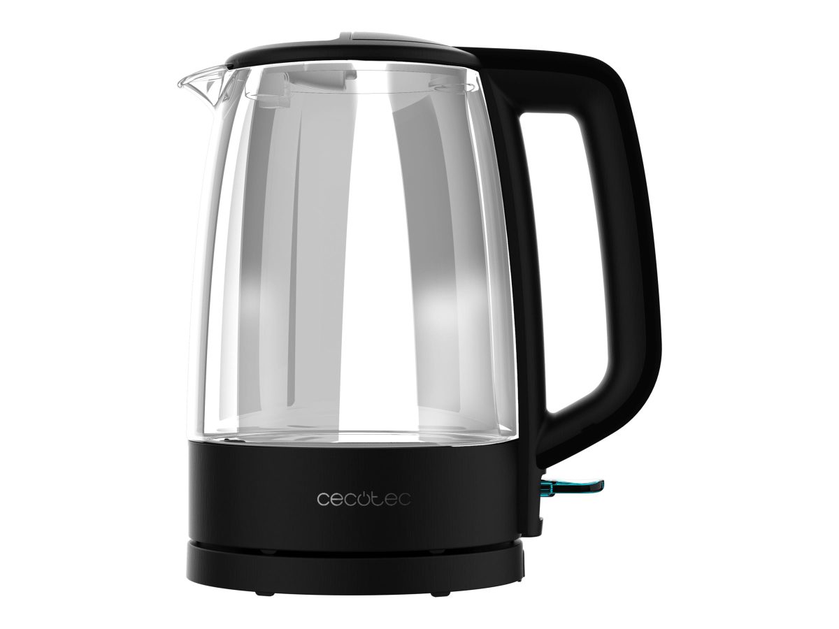 Cecotec Kettle, ThermoSense 320 Clear, 2200 W, Electric, 1.7 L, Glass, 360° rotational base, Black/Transparent