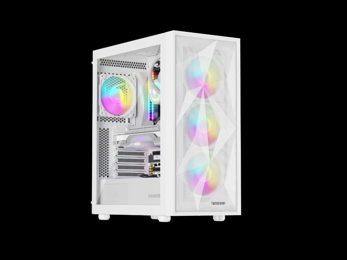 Genesis Gaming PC Case, Diaxid 605 ARGB, White, Midi Tower