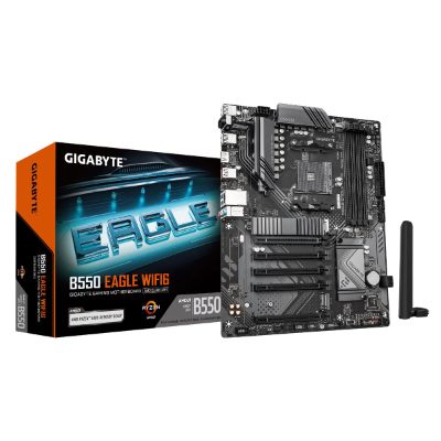Gigabyte B550 EAGLE WIFI6, Processor family AMD, Processor socket AM4, DDR4, Supported hard disk drive interfaces SATA, M.2, Number of SATA connectors 4