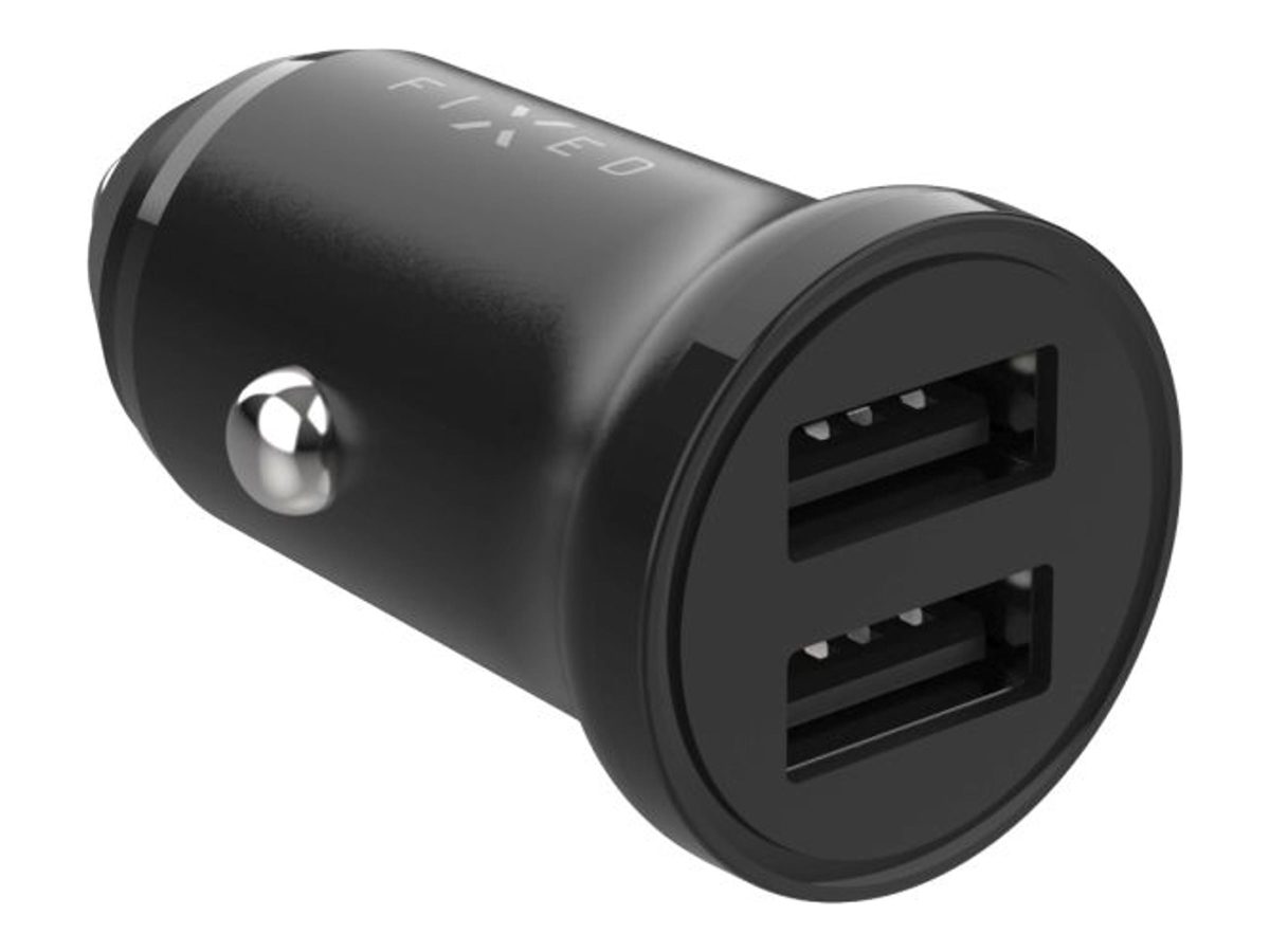 FIXED Dual USB Car Charger 15W, Black, Fixed
