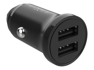 FIXED Dual USB Car Charger 15W, Black, Fixed