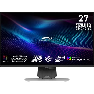 LCD Monitor, MSI, MPG 274URDFW E16M, 27", Gaming/Frameless/4K, Matte, Panel IPS, 3840x2160, 16:9, 320Hz, 0.5 ms, Colour White, MPG274URDFWE16M