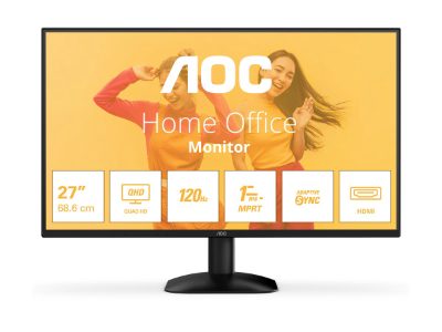 AOC Q27B35S3, 27 ", IPS, QHD, 16:9, 120 Hz, 1 ms, 2560 x 1440 pixels, 300 cd/m², HDMI ports quantity 1, Black
