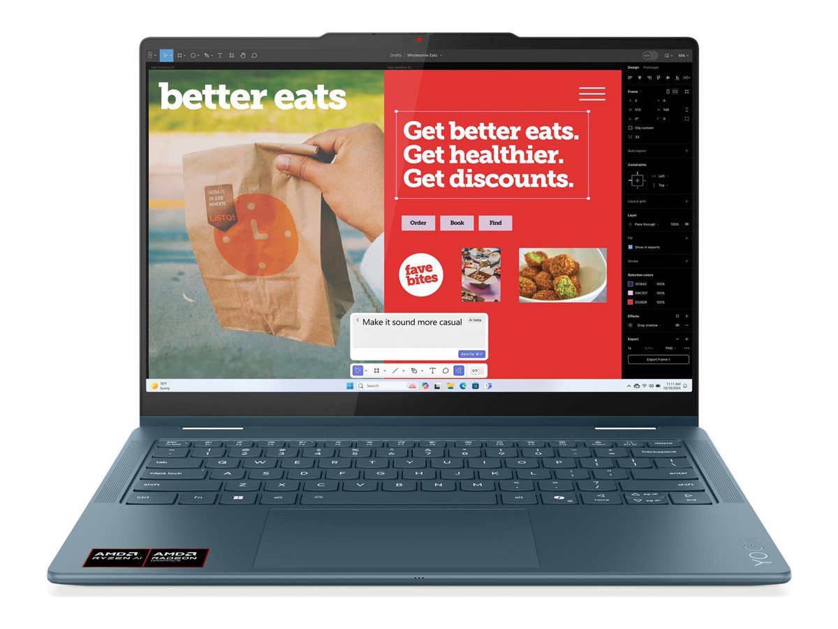 Lenovo Yoga 7 2-in-1 14AKP10 AMD, Tidal Teal, 14 ", OLED, Touchscreen, WUXGA, 1920 x 1200 pixels, Glossy, AMD Ryzen AI 5, 340, 16 GB, Soldered LPDDR5, Solid-state drive capacity 512 GB, AMD Radeon 840M Graphics, Windows 11 Home, 802.11be, Bluetooth version 5.4, Keyboard language English, Keyboard backlit, Warranty 24 month(s), Battery warranty 12 month(s)