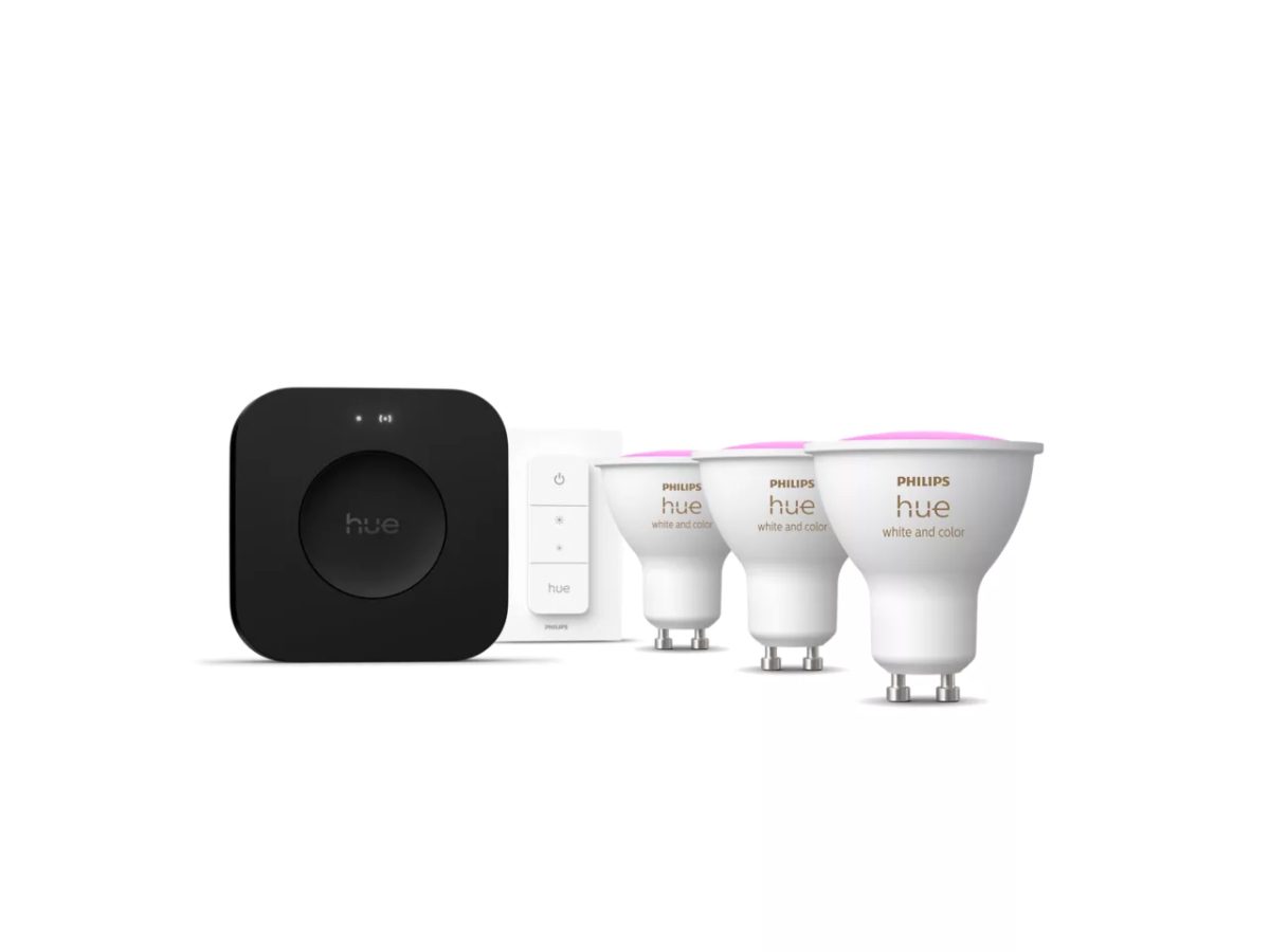 Philips Hue Starter set: 3 GU10 bulbs, dimmer switch, Hue Bridge Pro, GU10, Zigbee, Wi-Fi, Bluetooth