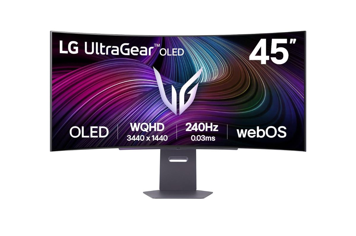 Monitor, LG, 45GX90SA-B, 45", Gaming/Curved/21 : 9, Swivel, Height adjustable, Tilt, Panel OLED, 3440x1440, 21:9, 240Hz, 0.03 ms, Speakers, Colour Black