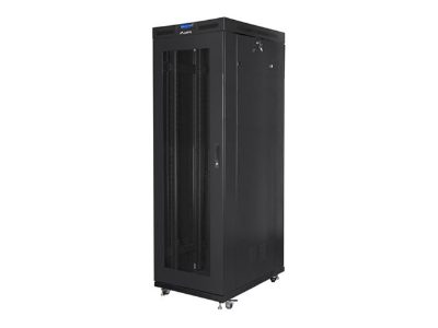 Rack cabinet 19" free-standing 27U/800x1000 (flat pack) with glass door, LCD, FF01-8027-23BL, Black