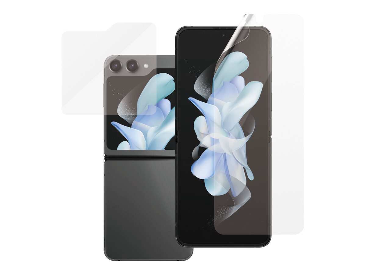 Screen protector, Samsung, Z flip5 CF AB, Thermoplastic polyurethane (TPU); Tempered glass; Polyethylene terephthalate (PET), Transparent