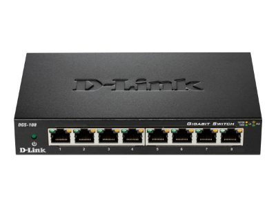 Switch, DGS-108/E, Unmanaged, Desktop, Gigabit Ethernet (copper) ports quantity 8, 60 month(s)