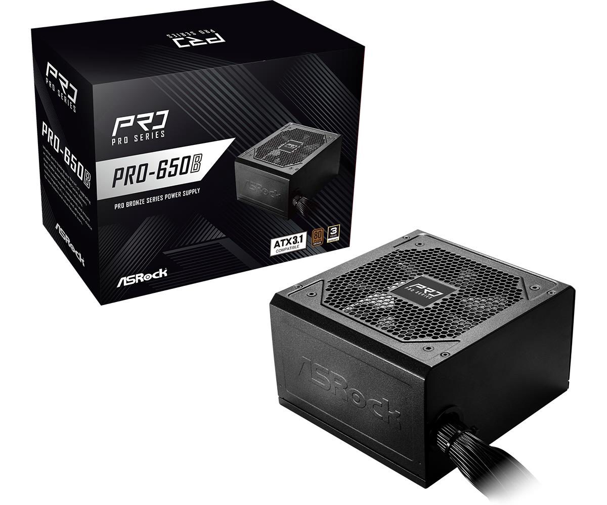 Power Supply, ASROCK, ATX, PC, 100 - 240 V, 650 W, PRO-650B