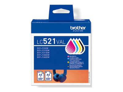 Brother LC521VAL, Ink Cartridge, Black, Cyan, Magenta,Yellow