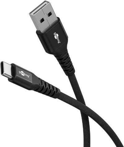 USB-C to USB-A Supersoft Textile Cable with Metal Plugs, 74527
