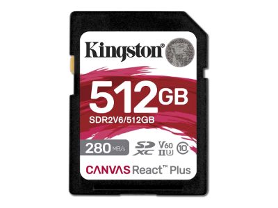 Kingston SDXC II V60 React Plus, SDR2V6/512GB, 512 GB, SDXC, Flash memory class Class 10, UHS-II, U3, V60
