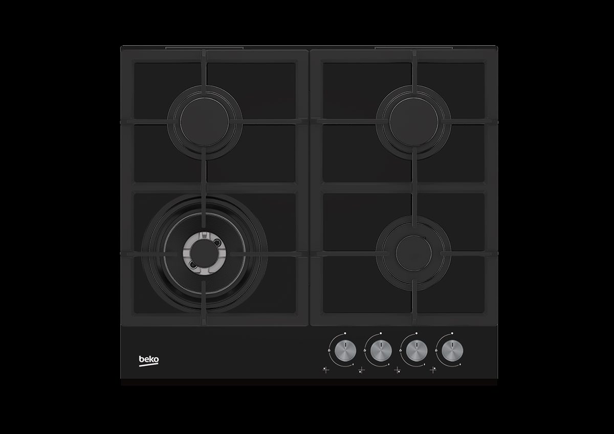 BEKO Hob, HILW64235S, Gas, Number of burners/cooking zones 4, Rotary knobs, Black