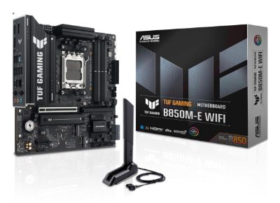 Asus TUF GAMING B850M-E WIFI, Processor family AMD, Processor socket AM5, DDR5, Supported hard disk drive interfaces SATA, M.2, Number of SATA connectors 4