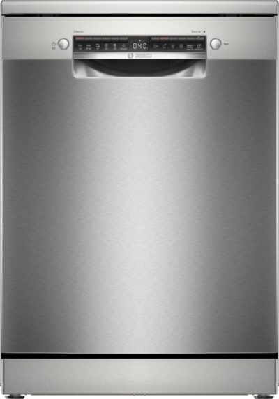 Bosch Dishwasher, SMS4HVI00E, Free standing, Width 60 cm, Number of place settings 14, Number of programs 6, Energy efficiency class D, Display, AquaStop function, Silver inox