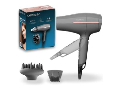 Cecotec Hair dryer, IoniCare Power&Go Heaven, 2000 W, Number of temperature settings 2, Ionic function, Diffuser nozzle, Grey