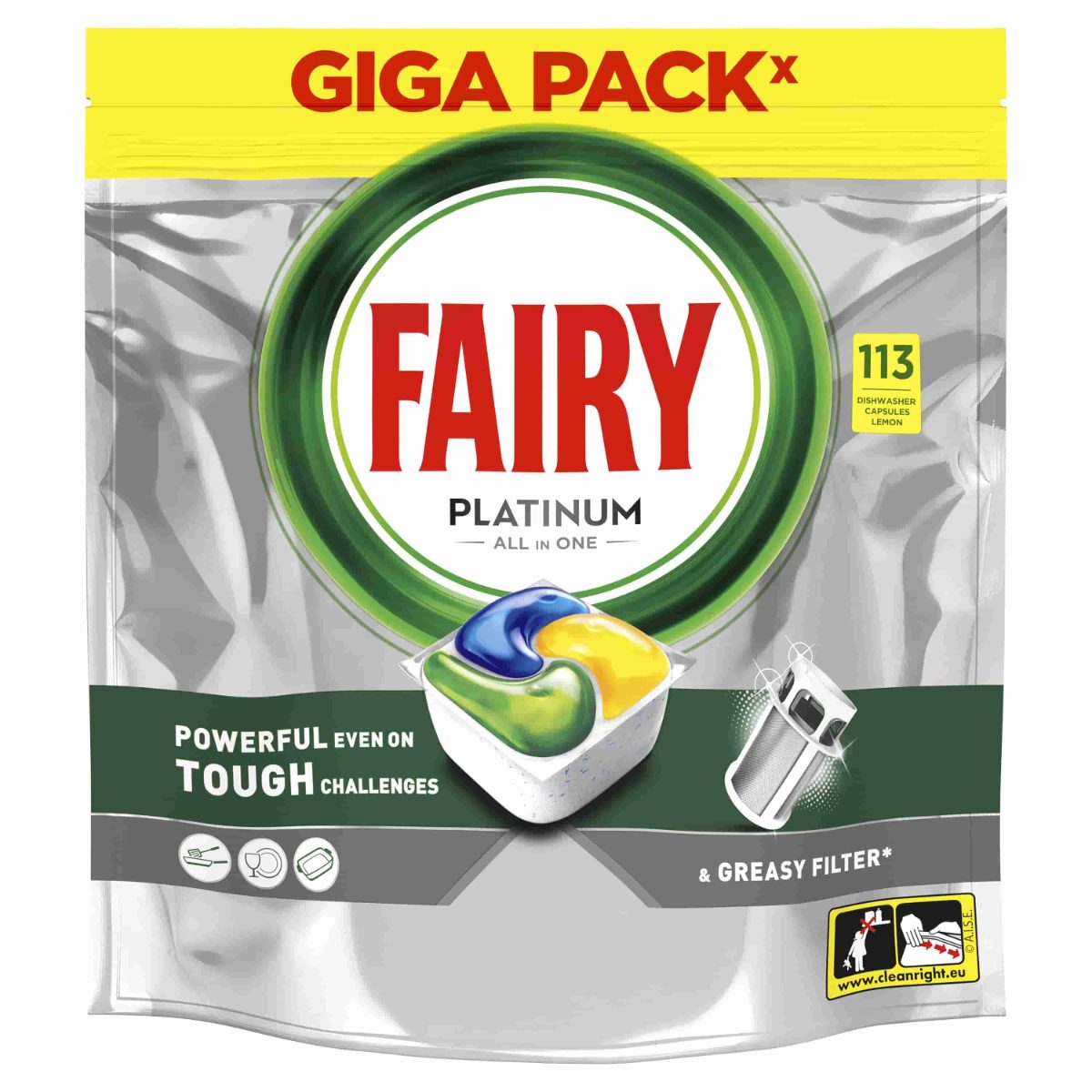 FAIRY Platinum trauku mazgāšanas kapsulas, 113 gab.