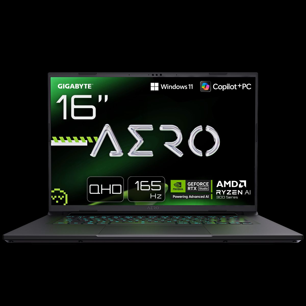 Gigabyte AERO X16 Gaming 1VH, Space Gray, 16 ", IPS, WQXGA, IPS pixels, 165 Hz, Anti-glare, AMD Ryzen Al 7, 350, 16 GB, SO-DIMM DDR5, Solid-state drive capacity 1000 GB, NVIDIA GeForce RTX 5060, GDDR7, 8 GB, Windows 11 Home, 802.11ax, Bluetooth version 5.2, Keyboard language US international, Keyboard backlit, Warranty 24 month(s), Battery warranty 12 month(s)