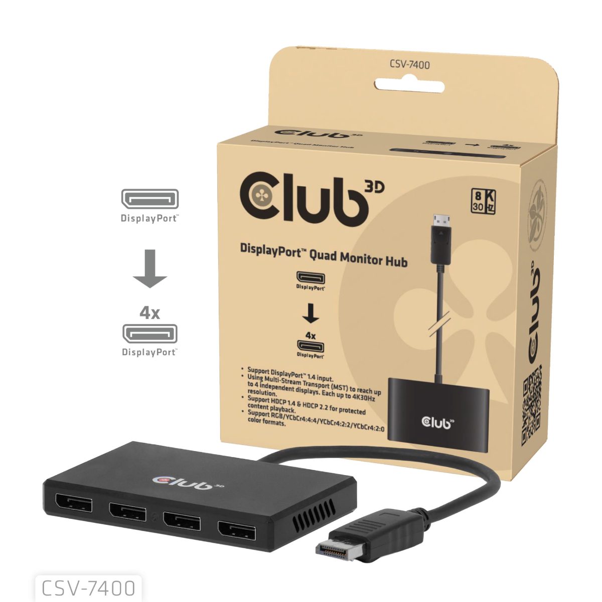 I/O ADAPTER DP TO DP QUAD/CSV-7400 CLUB3D