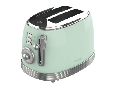 Cecotec Toaster, Toast&Taste 800 Vintage, Power 850 W, Number of slots 2, Housing material Stainless steel, Light Green