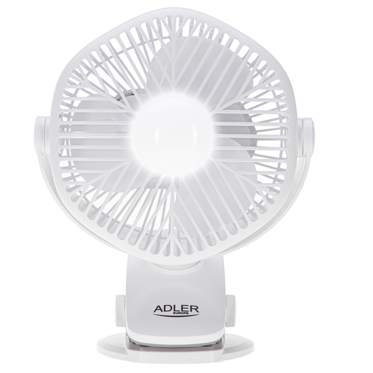 Adler Rechargeable fan with clip, AD 7335, Table Fan, 6 W, Diameter 12.7 cm, Number of speeds 3, Oscillation, White