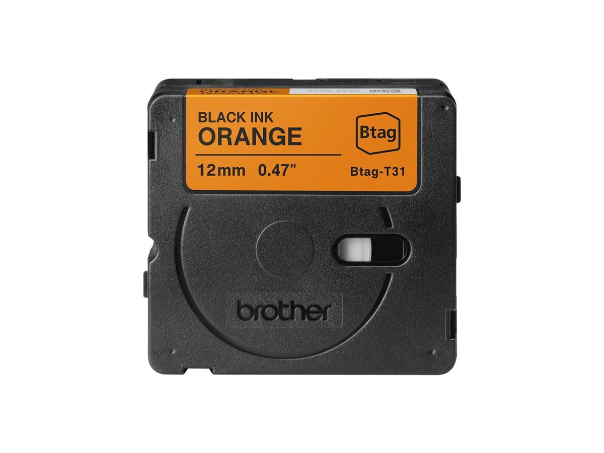 Brother BTAG-T31, Black on Orange, Btag