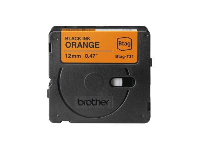 Brother BTAG-T31, Black on Orange, Btag
