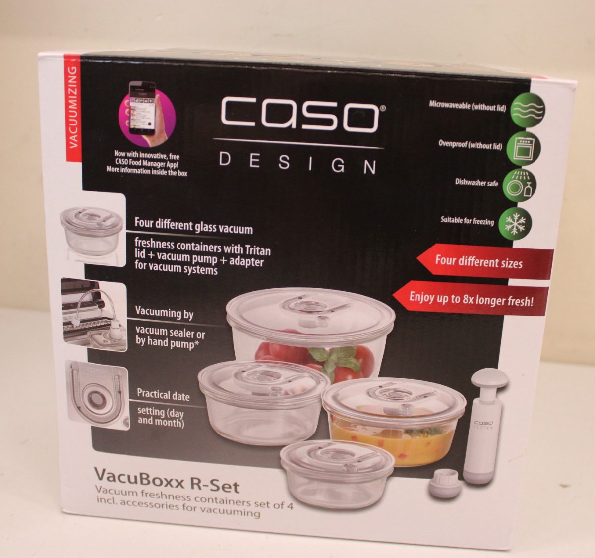 Caso, Vacuum freshness containers round, 01187, Set of 4, DOES NOT HOLD THE VACUUM