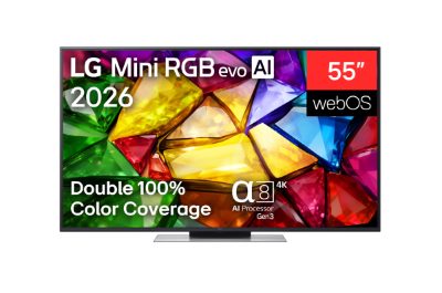 LG 4K evo AI Mini RGB TV, 55MRGB87B3B, 55, Smart TV, webOS, UHD, Black