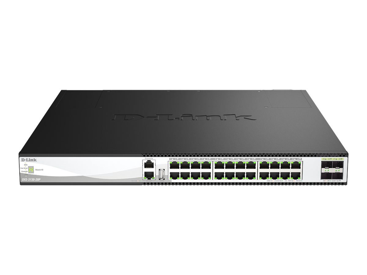 D-Link DXS-3130-28P/E 24-Port 10G Layer 3 Stackable Aggregation Managed PoE Switch, D-Link